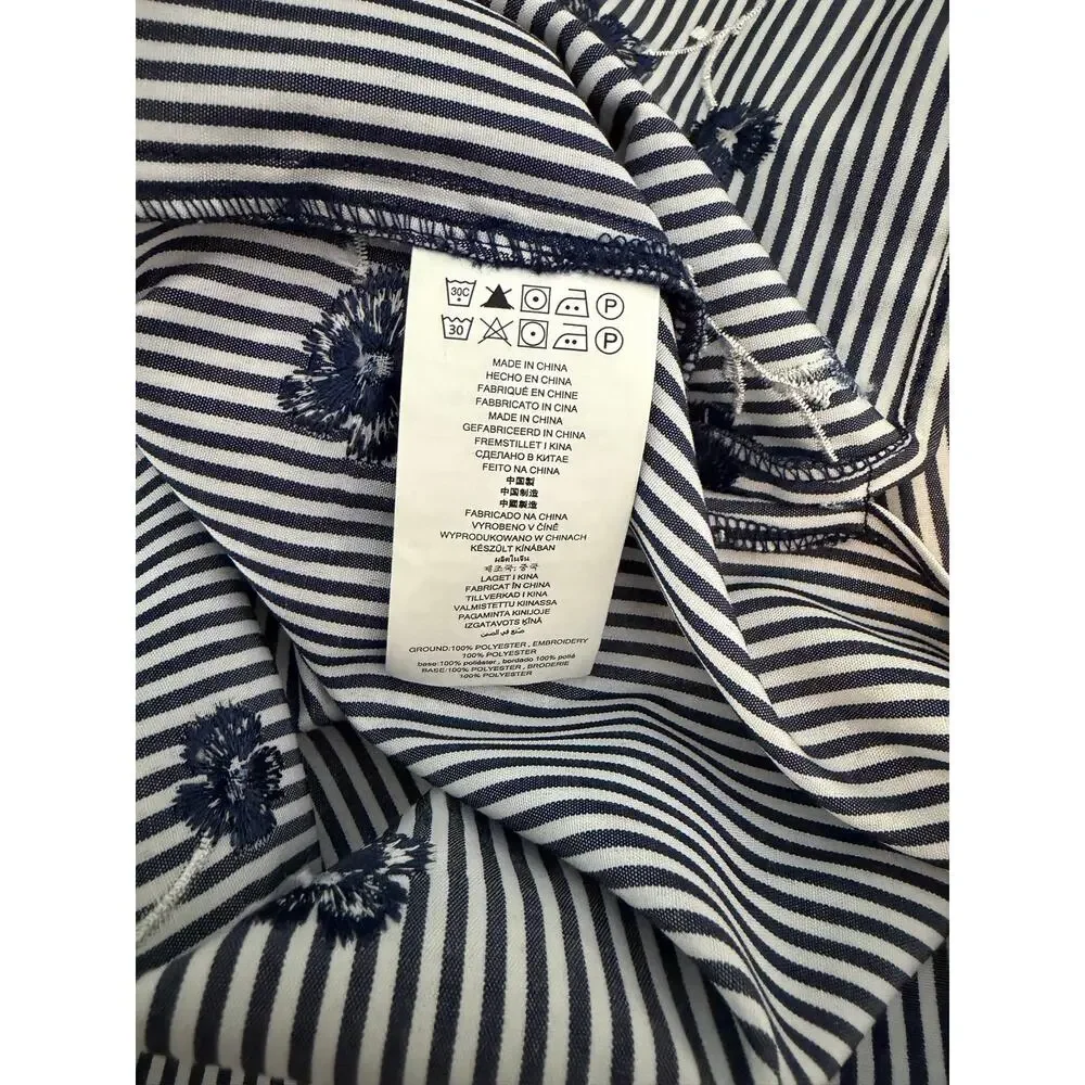 NWT Michael Michael Kors Embroidered Stripe Cold Shoulder Blouse Size Small